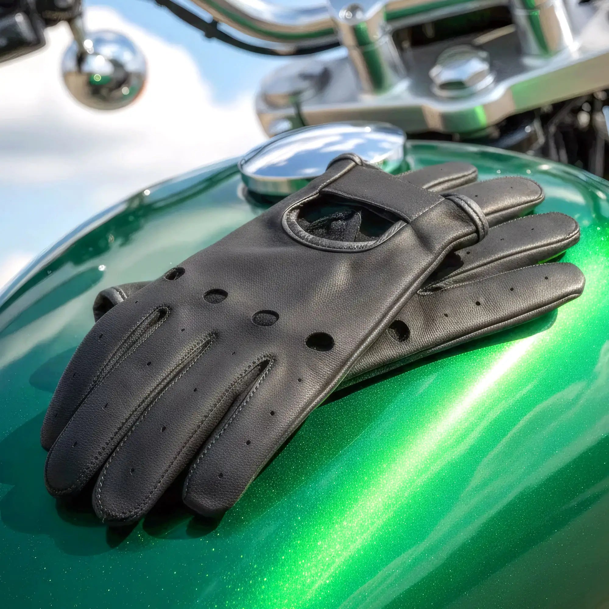 Hot Leathers Mens Gloves Vented Unlined Leather Driving Glove GVM1009
