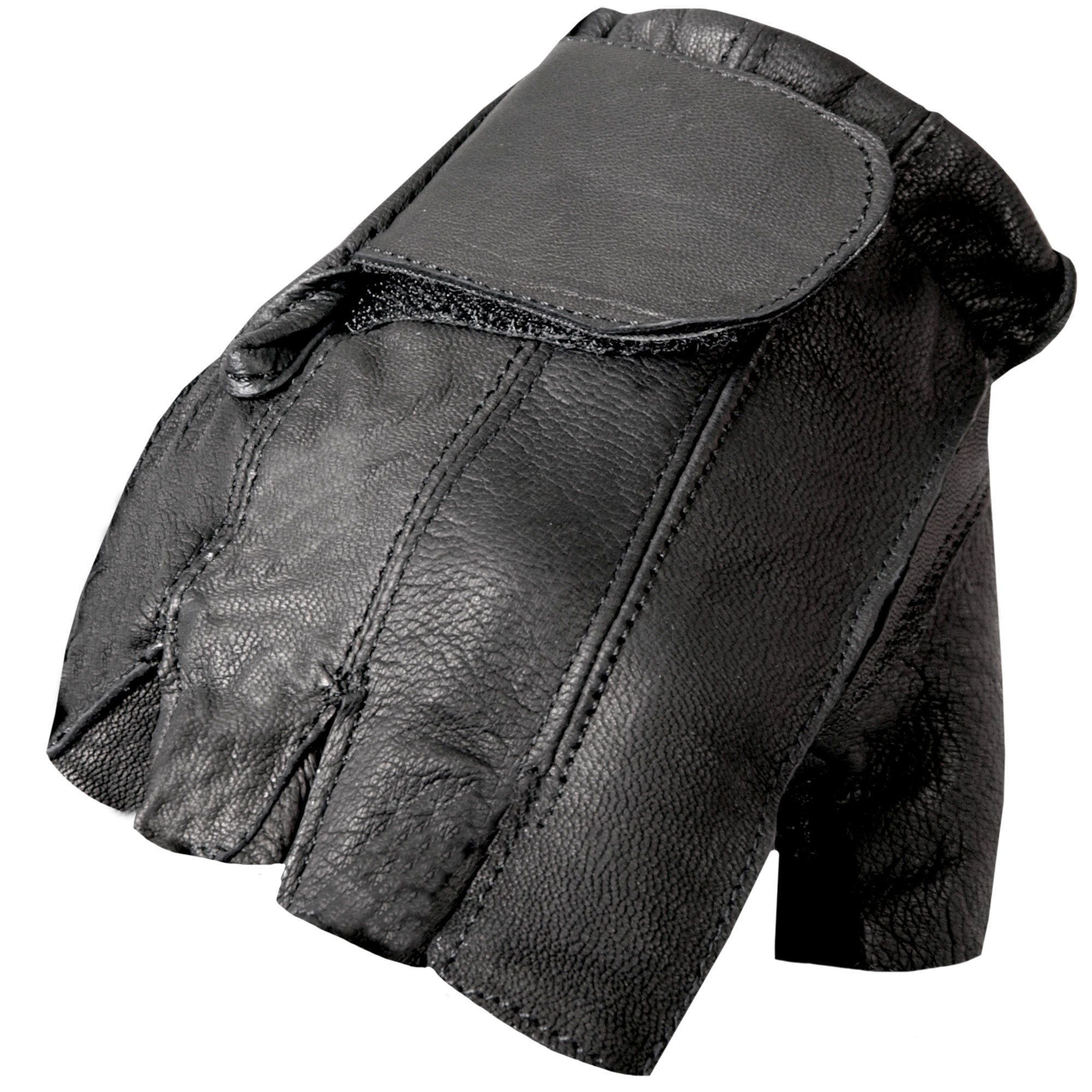 Hot Leathers Mens Gloves Naked Leather Fingerless with Padded Gel Palm GVM1011