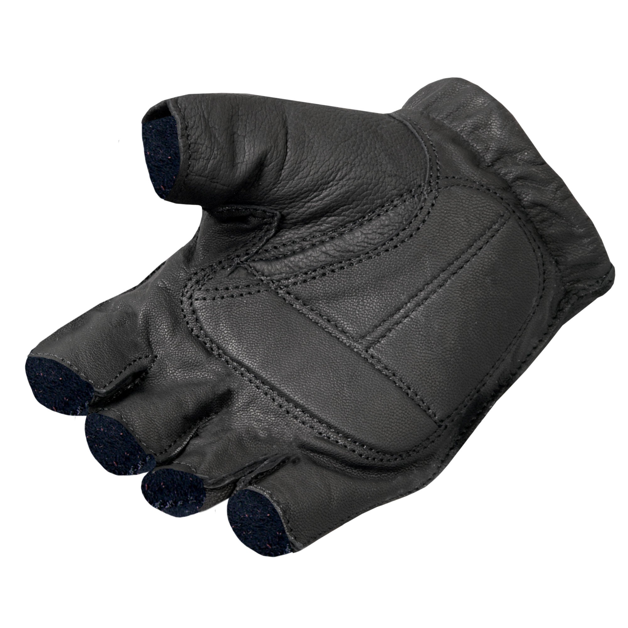 Hot Leathers Mens Gloves Naked Leather Fingerless with Padded Gel Palm GVM1011
