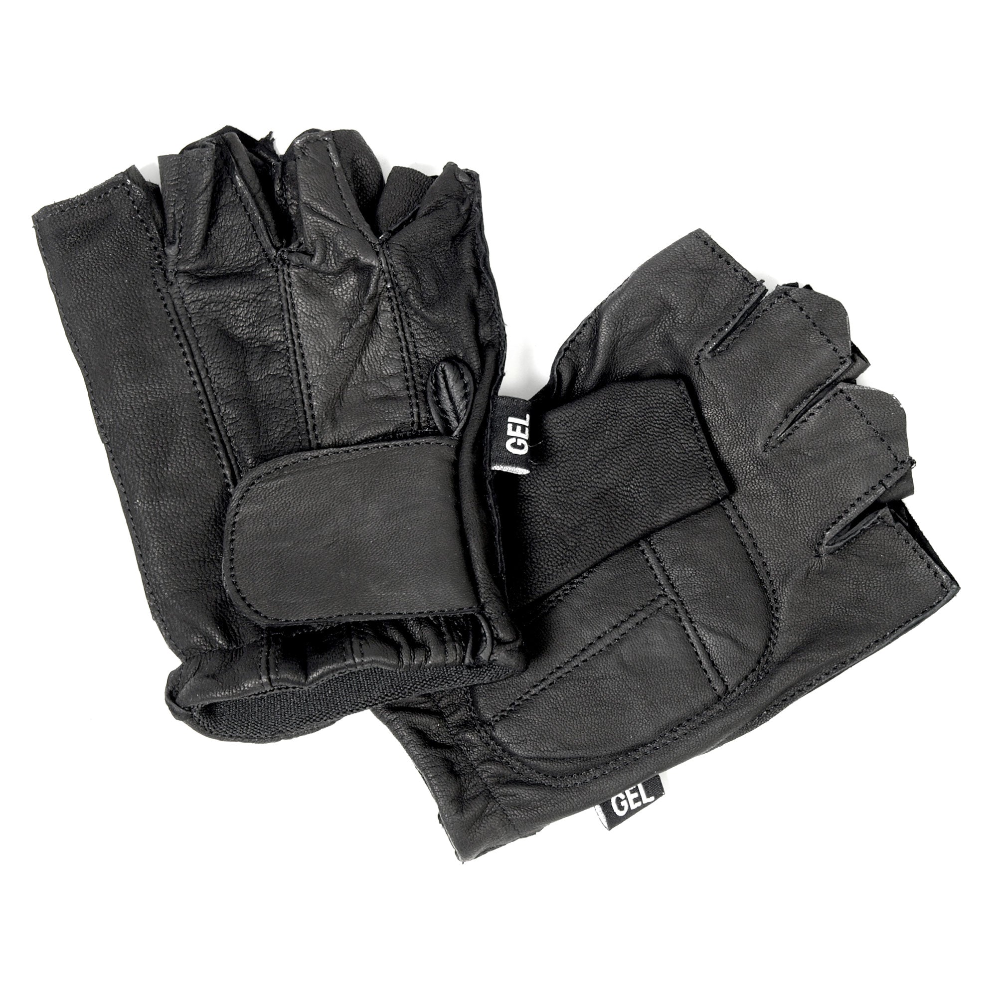 Hot Leathers Mens Gloves Naked Leather Fingerless with Padded Gel Palm GVM1011