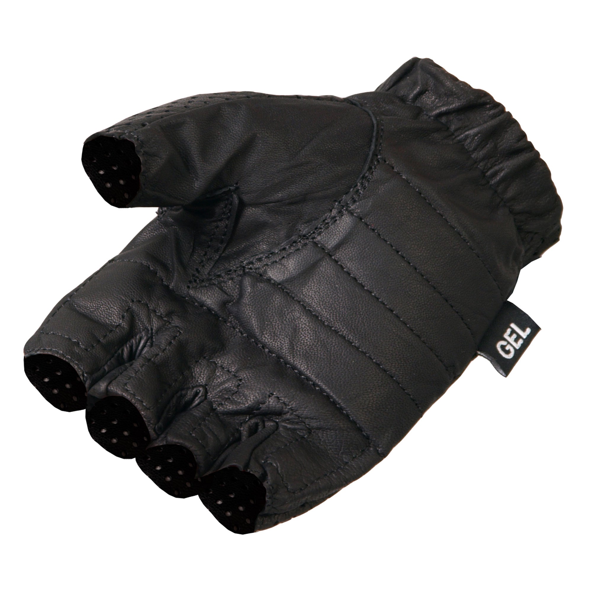 Hot Leathers GVM1016 Unlined Fingerless Vented Leather Gloves with Pad