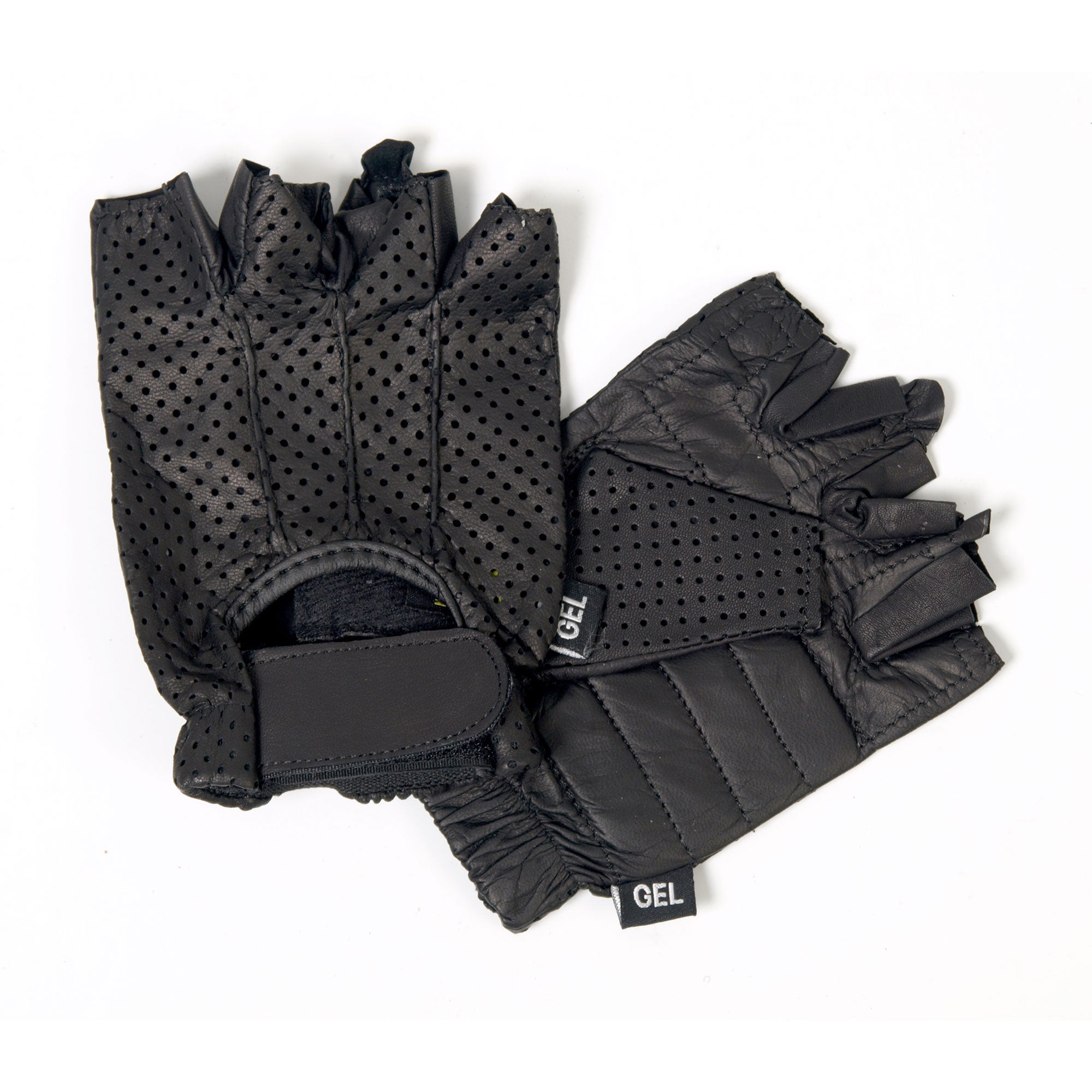 Hot Leathers GVM1016 Unlined Fingerless Vented Leather Gloves with Pad