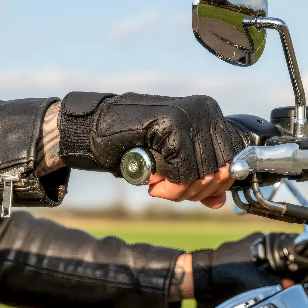 Hot Leathers GVM1016 Unlined Fingerless Vented Leather Gloves with Padded Gel Palm