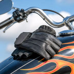 Hot Leathers GVM1016 Unlined Fingerless Vented Leather Gloves with Padded Gel Palm