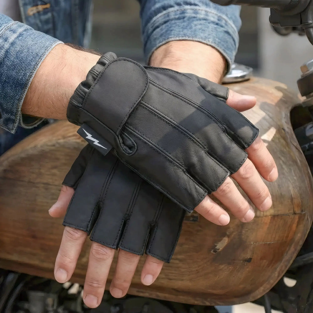 Hot Leathers Midnight Matte Fingerless Gloves