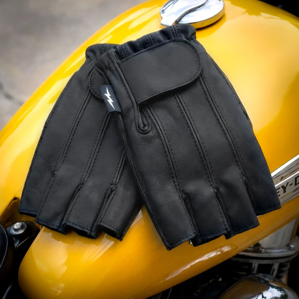 Hot Leathers Midnight Matte Fingerless Gloves
