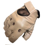 Hot Leathers Brown Fingerless Gloves with Black Trim GVM1036