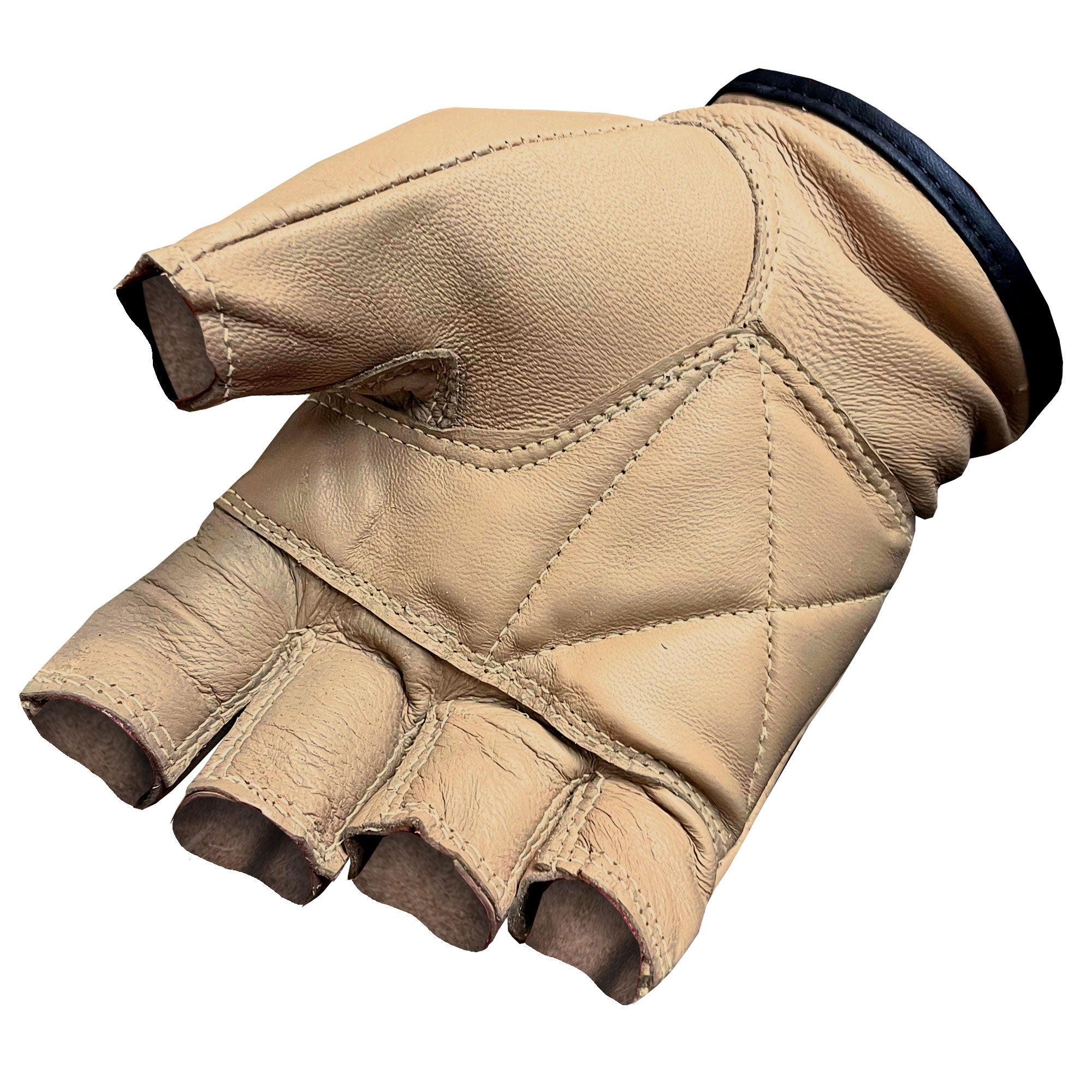 Hot Leathers Brown Fingerless Gloves with Black Trim GVM1036