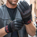 Hot Leathers GVM1302 Uni-Sex Black 'Brass Knuckles' Leather and Mesh Gloves