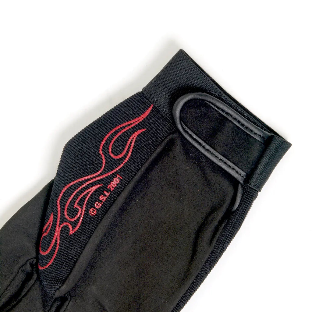 Hot Leathers GVM2002 Black 'Red Flames' Textile Mechanic Gloves