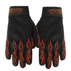 Hot Leathers GVM2002 Black 'Red Flames' Textile Mechanic Gloves
