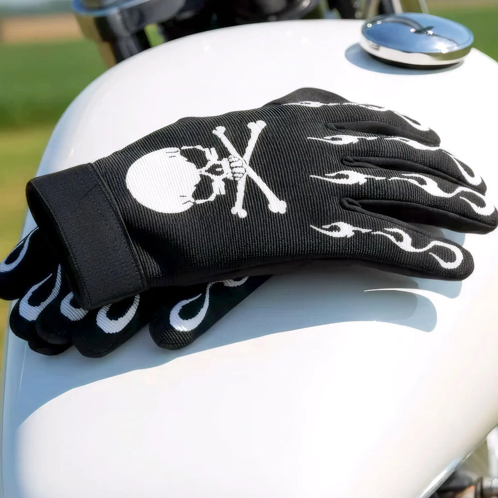 Hot Leathers Mens Gloves Skull and Crossbones Mechanics Design GVM2006