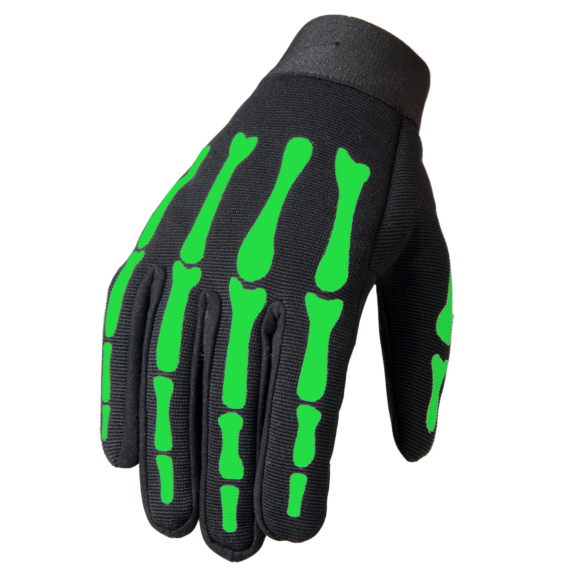 Hot Leathers Mens Gloves Green Skeleton Design GVM2014