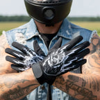 Hot Leathers GVM3005 Sublimated 3/4 Skull Mechanics Glove