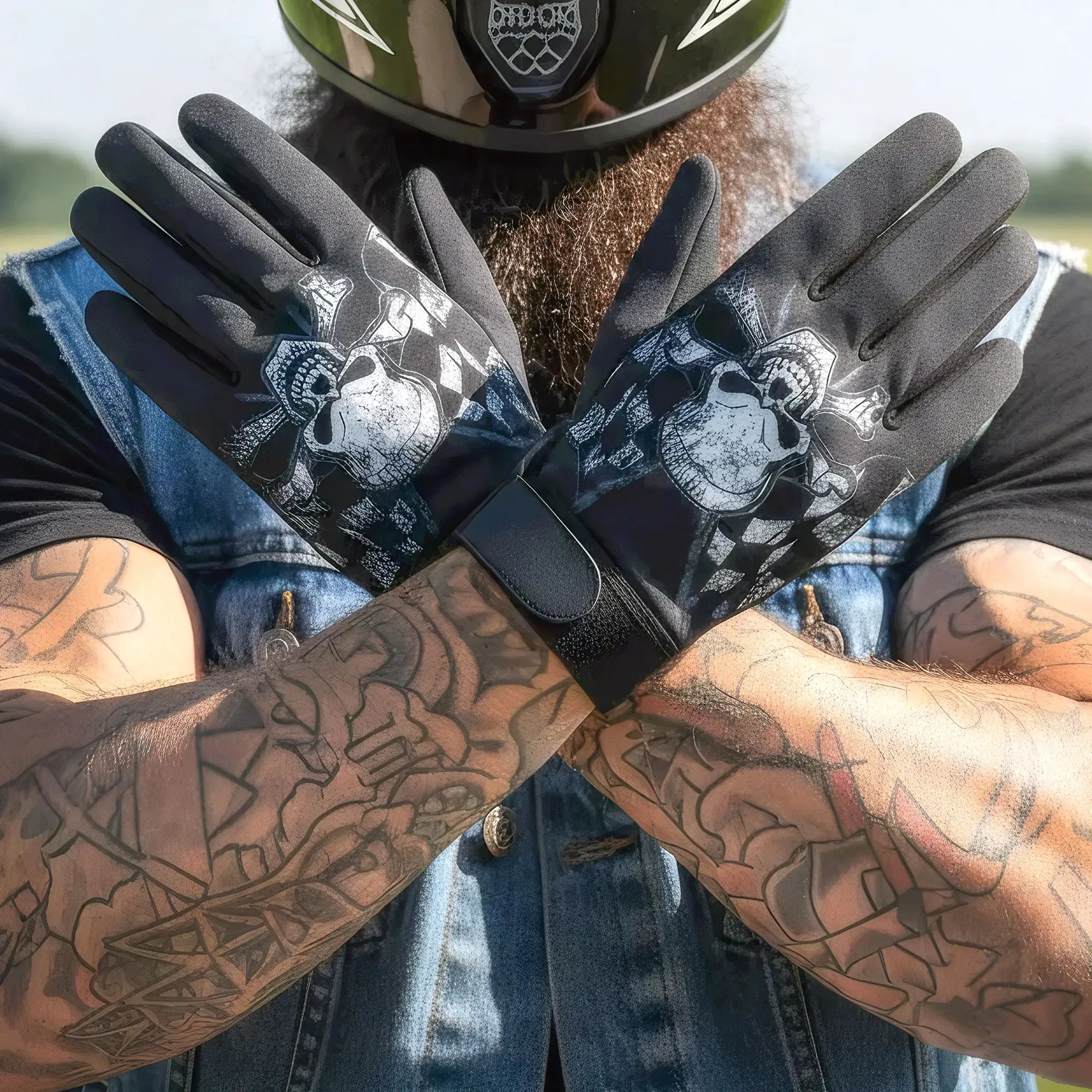 Hot Leathers GVM3006 Sublimated Checkered Flags Mechanics Glove