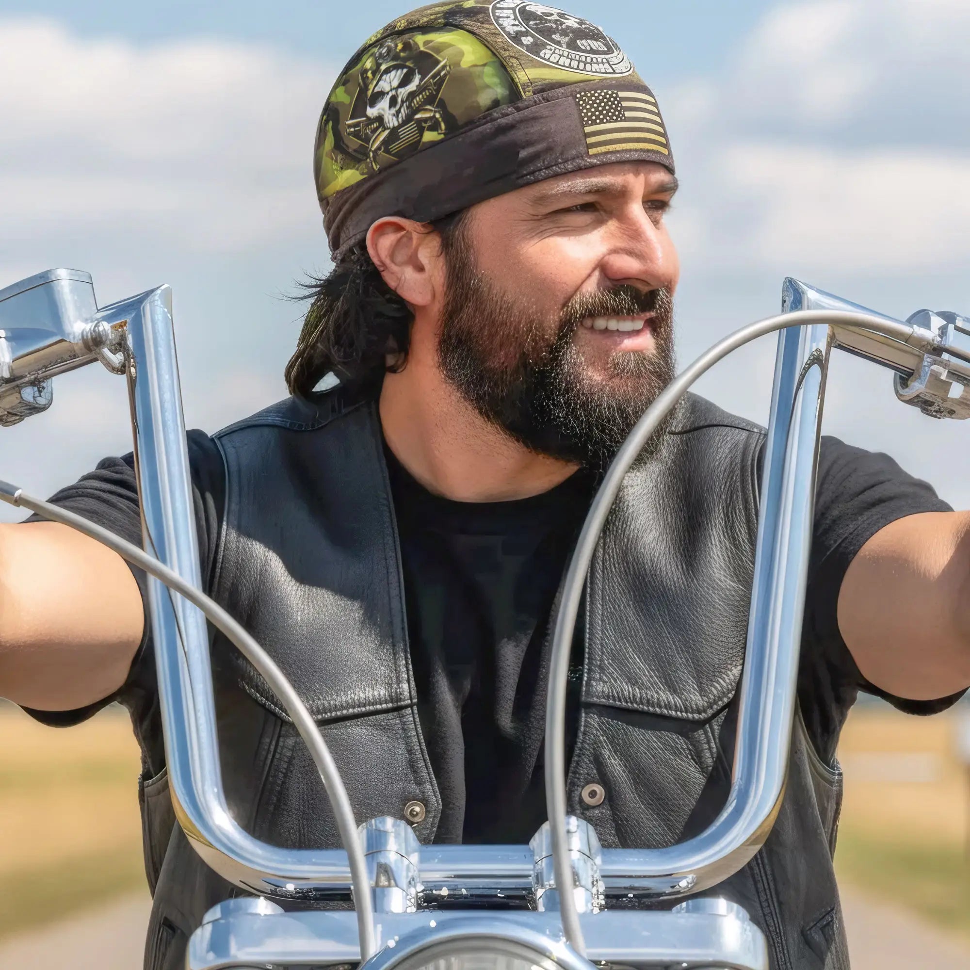 Hot Leathers Camo Skull Lightweight Headwrap HWH1094