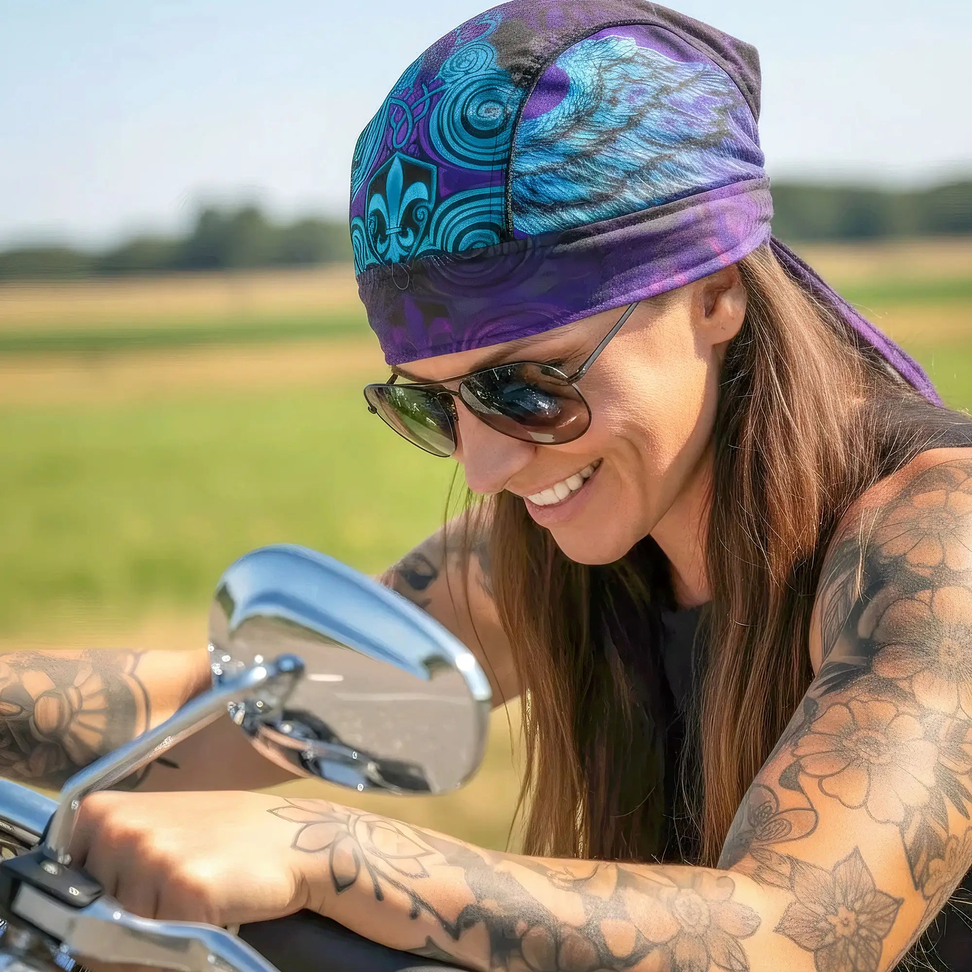 Hot Leathers Cross De Lis Lightweight Headwrap HWH1105