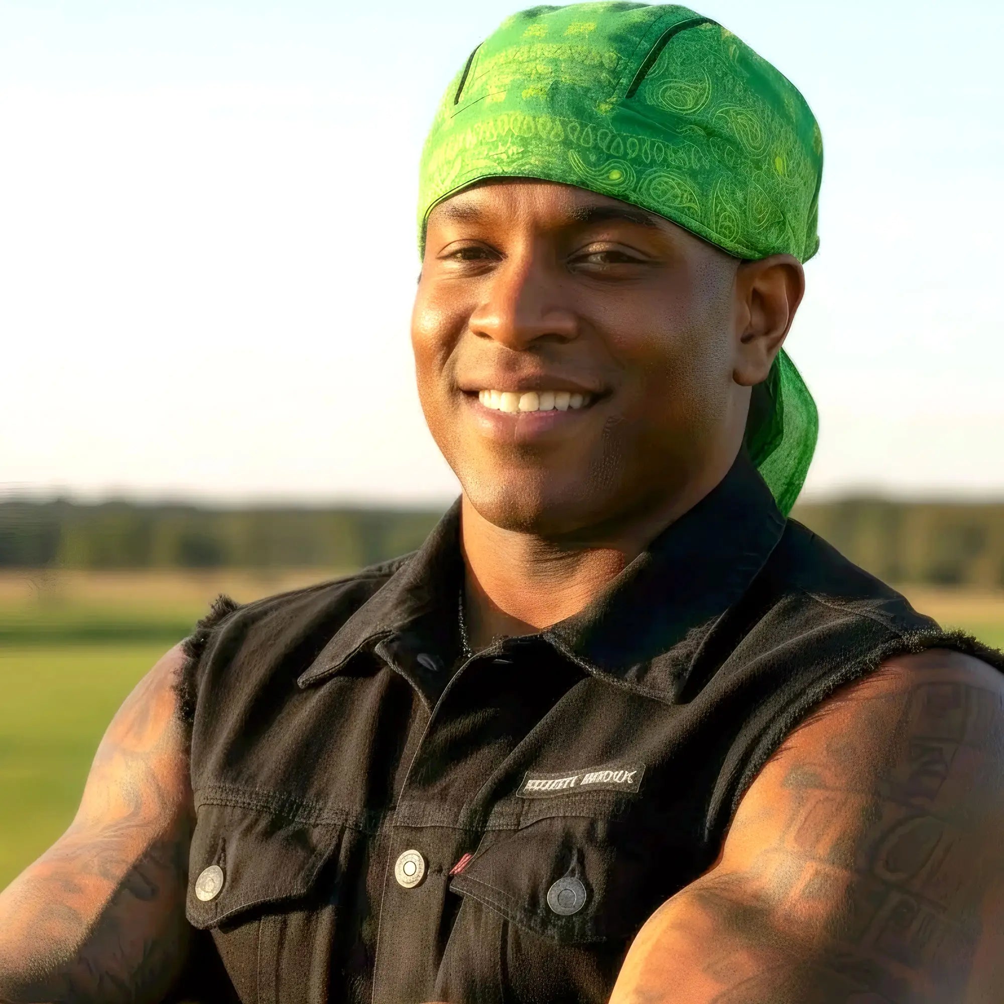 Hot Leathers Green Paisley Lightweight Headwrap HWH1116