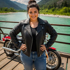 Hot Leathers JKL1009 Ladies Braided Motorcycle Leather Biker Jacket