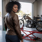 Hot Leathers JKL1024 Ladies Distressed Brown Motorcycle Leather Biker Jacket with  Concealed carry Pockets