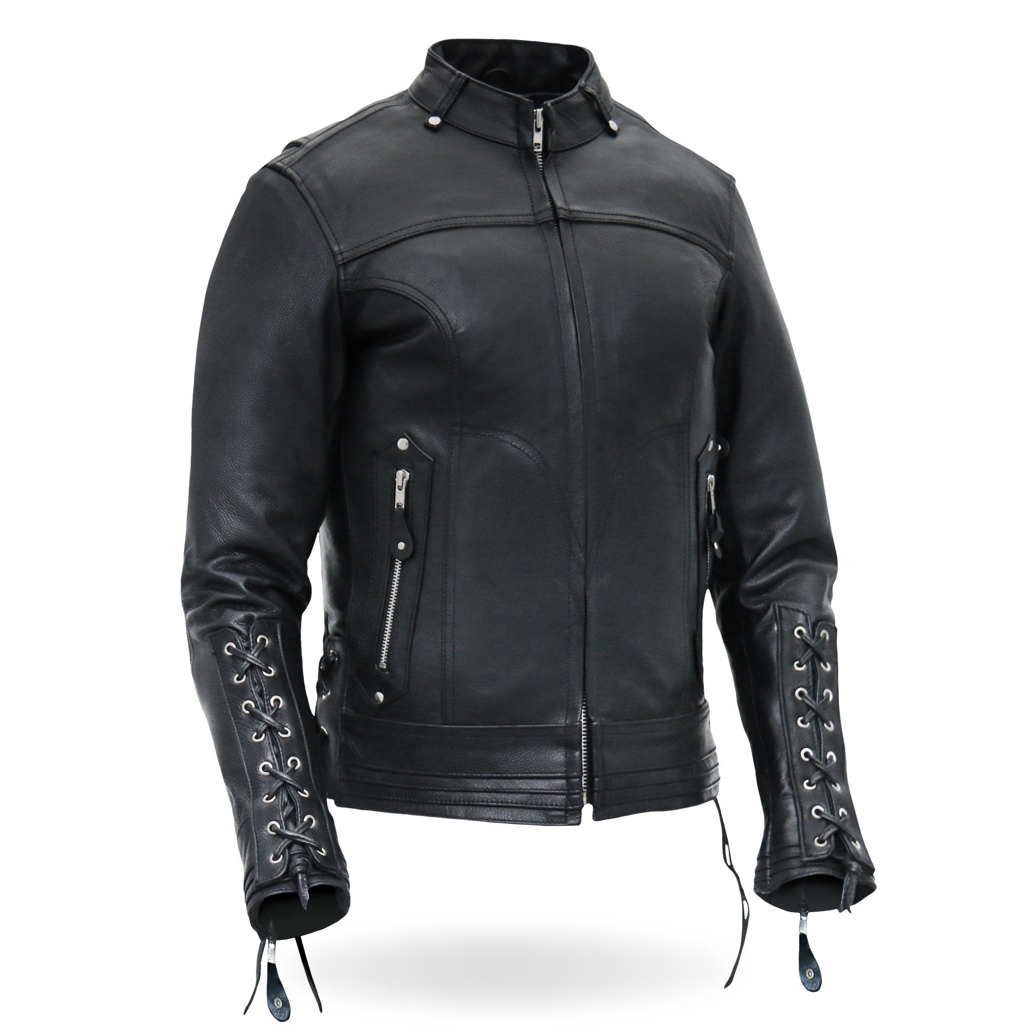 Hot Leathers JKL1025 Ladies Motorcycle style Lace Up Sleeves Leather B