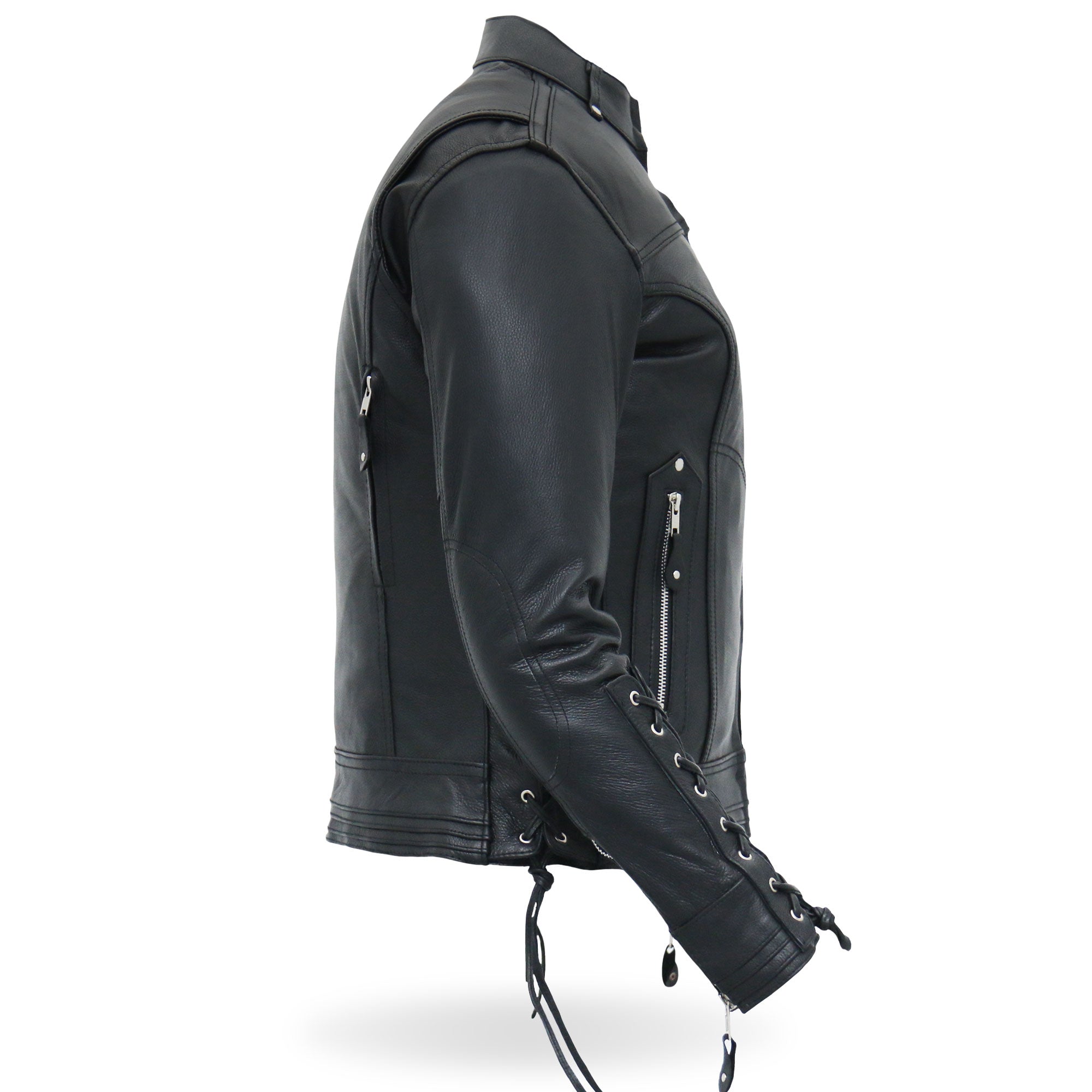 Hot Leathers JKL1025 Ladies Motorcycle style Lace Up Sleeves Leather B