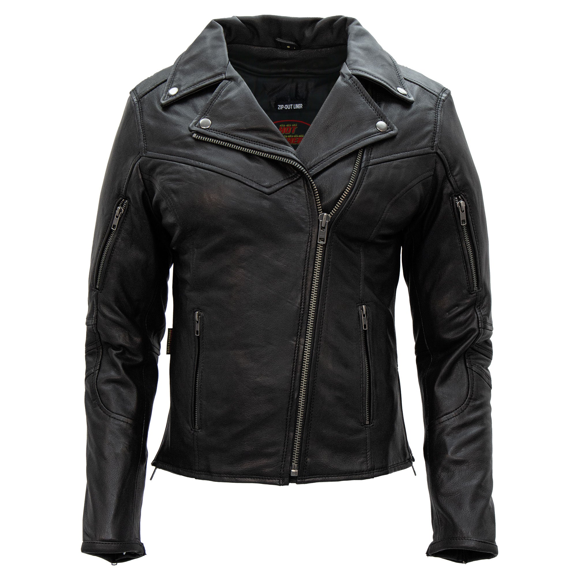 Hot Leathers JKL1029 Ladies Leather Motorcycle Concealed carry Biker Jacket with Vents and Side Zippers