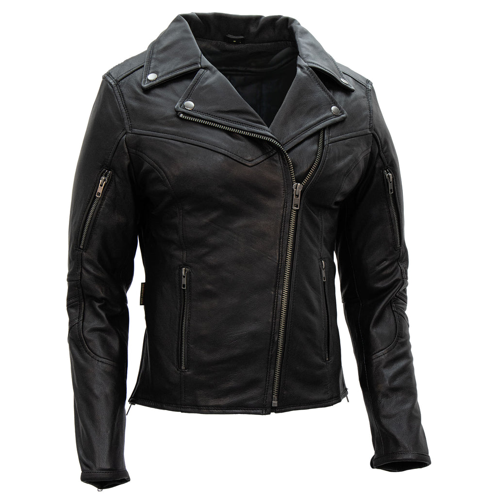 Hot Leathers JKL1029 Ladies Leather Motorcycle Concealed carry Biker Jacket with Vents and Side Zippers