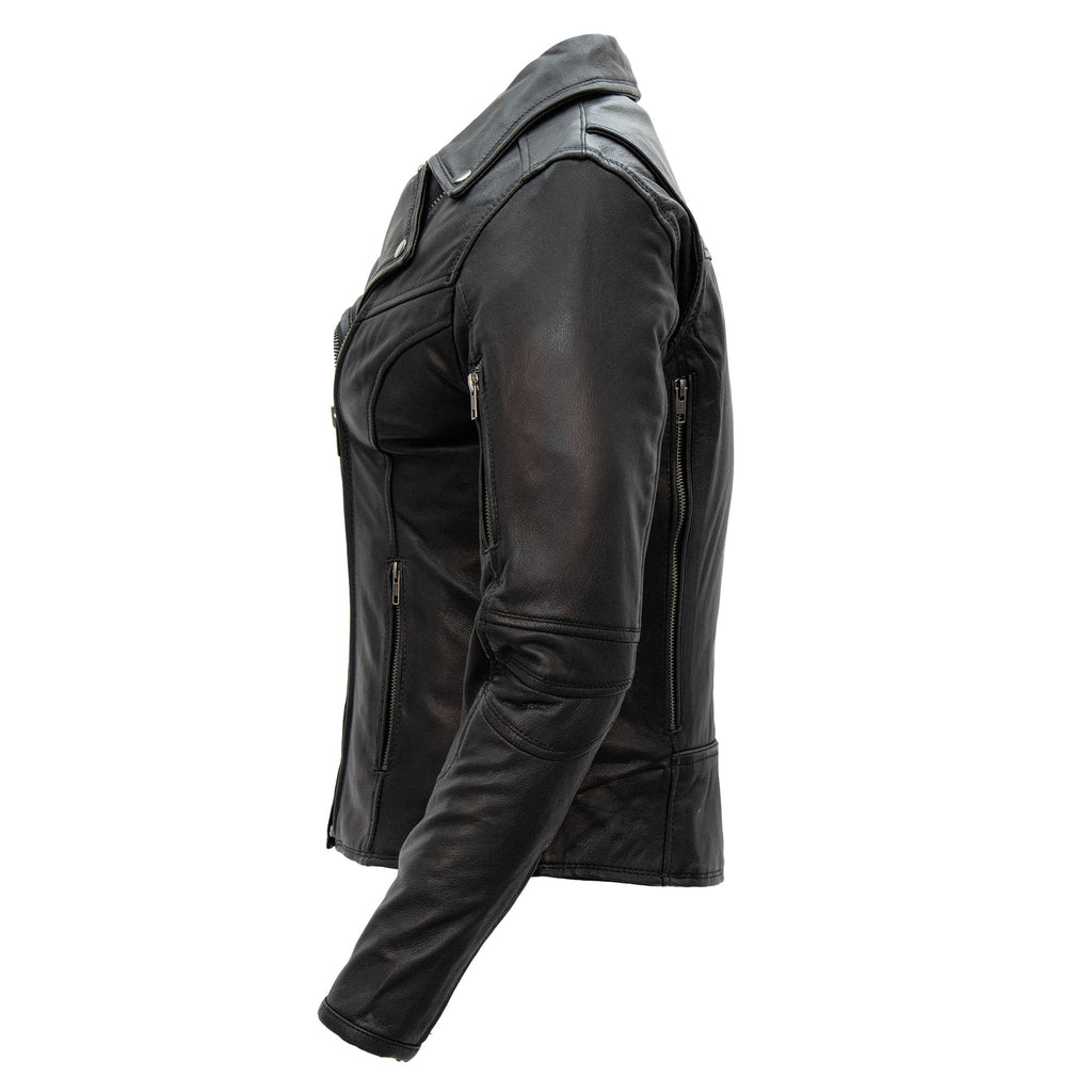 Hot Leathers JKL1029 Ladies Leather Motorcycle Concealed carry Biker Jacket with Vents and Side Zippers