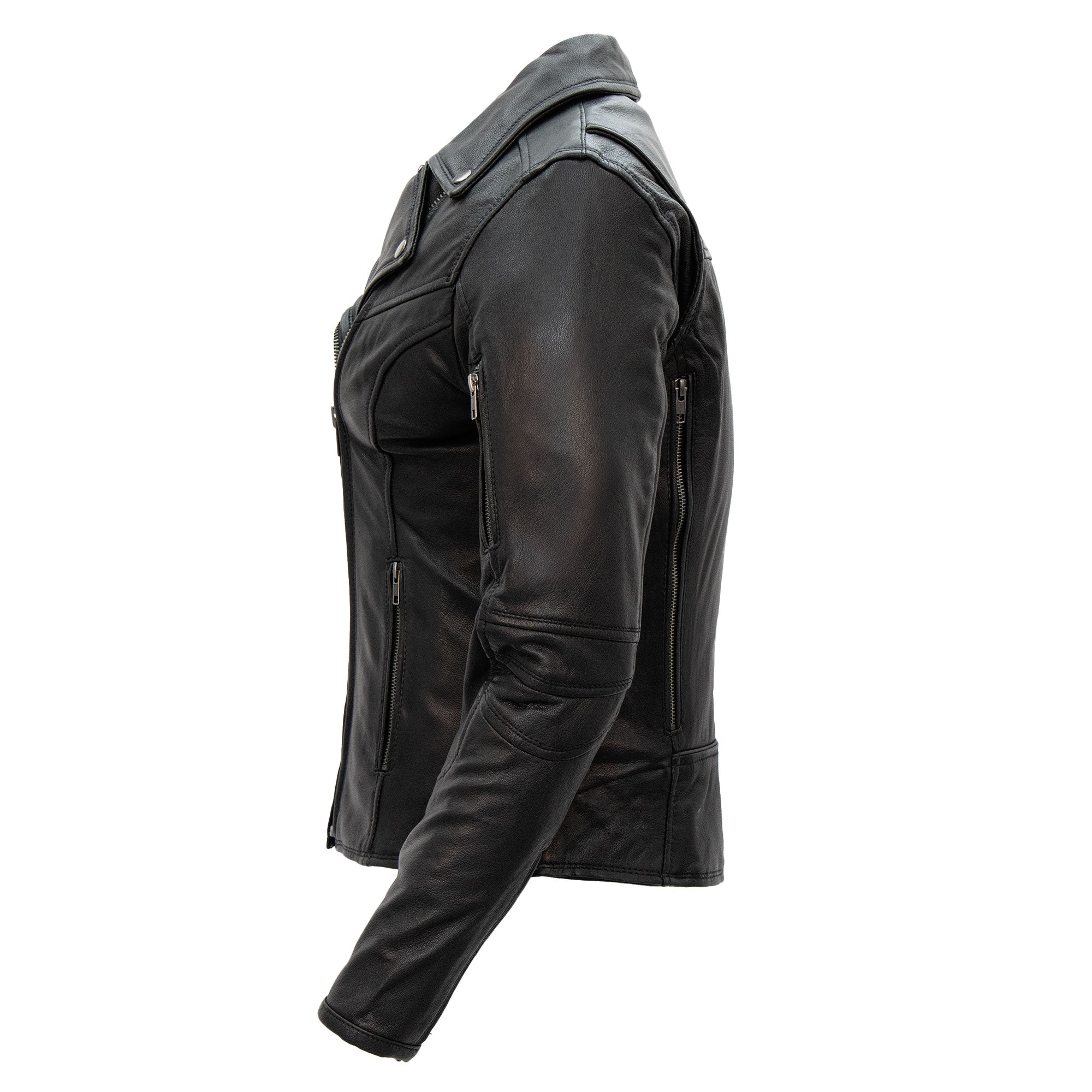 Hot Leathers JKL1029 Ladies Leather Motorcycle Concealed carry Biker Jacket with Vents and Side Zippers