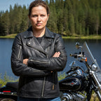 Hot Leathers JKL1029 Ladies Leather Motorcycle Concealed carry Biker Jacket with Vents and Side Zippers