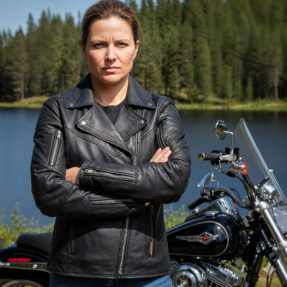 Hot Leathers JKL1029 Ladies Leather Motorcycle Concealed carry Biker Jacket with Vents and Side Zippers