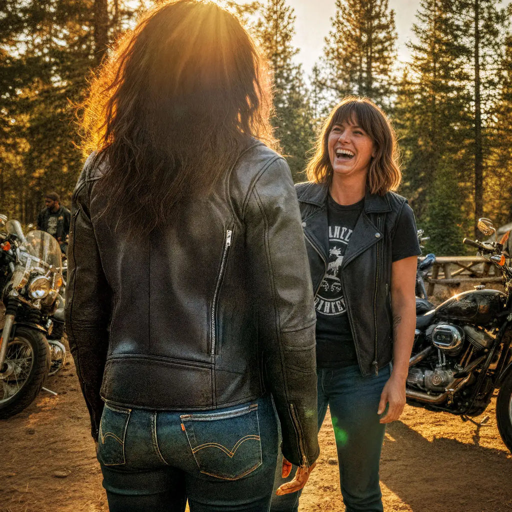 Hot Leathers JKL1029 Ladies Leather Motorcycle Concealed carry Biker Jacket with Vents and Side Zippers