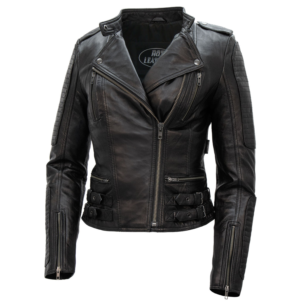 Hot Leathers Ladies Lightweight Leather Jacket with Side Buckles