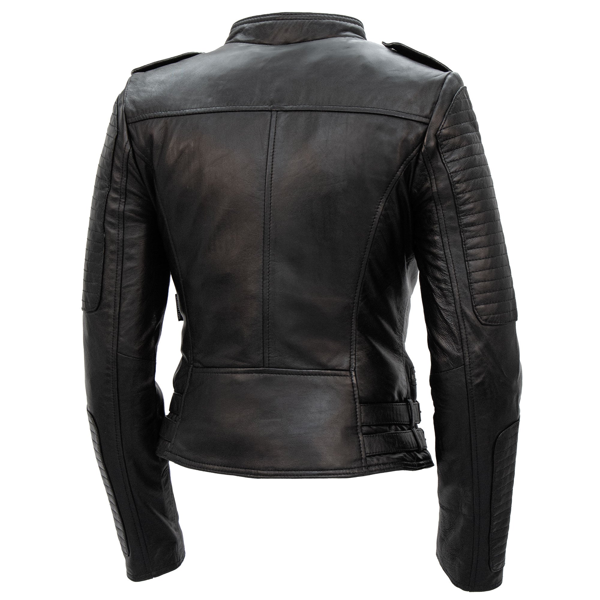 Hot Leathers JKL1030 Ladies Lightweight Motorcycle Black Leather Biker Jacket with Side Buckles