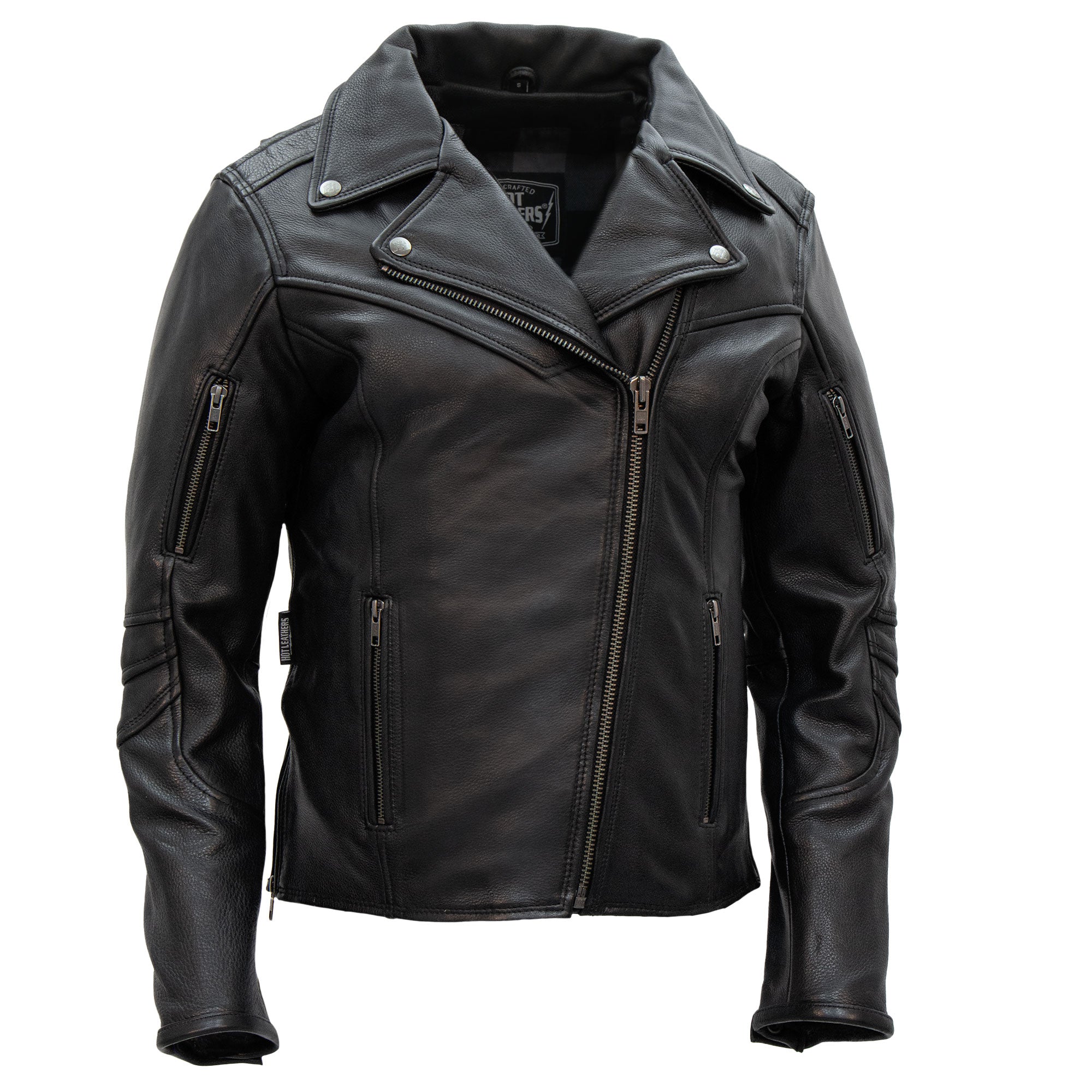 Hot Leathers JKL1034 Ladies Biker Black Leather Motorcycle Jacket with