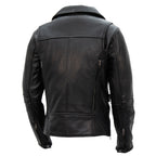 Hot Leathers JKL1034 Ladies Biker Black Leather Motorcycle Jacket with Plaid Flannel Lining