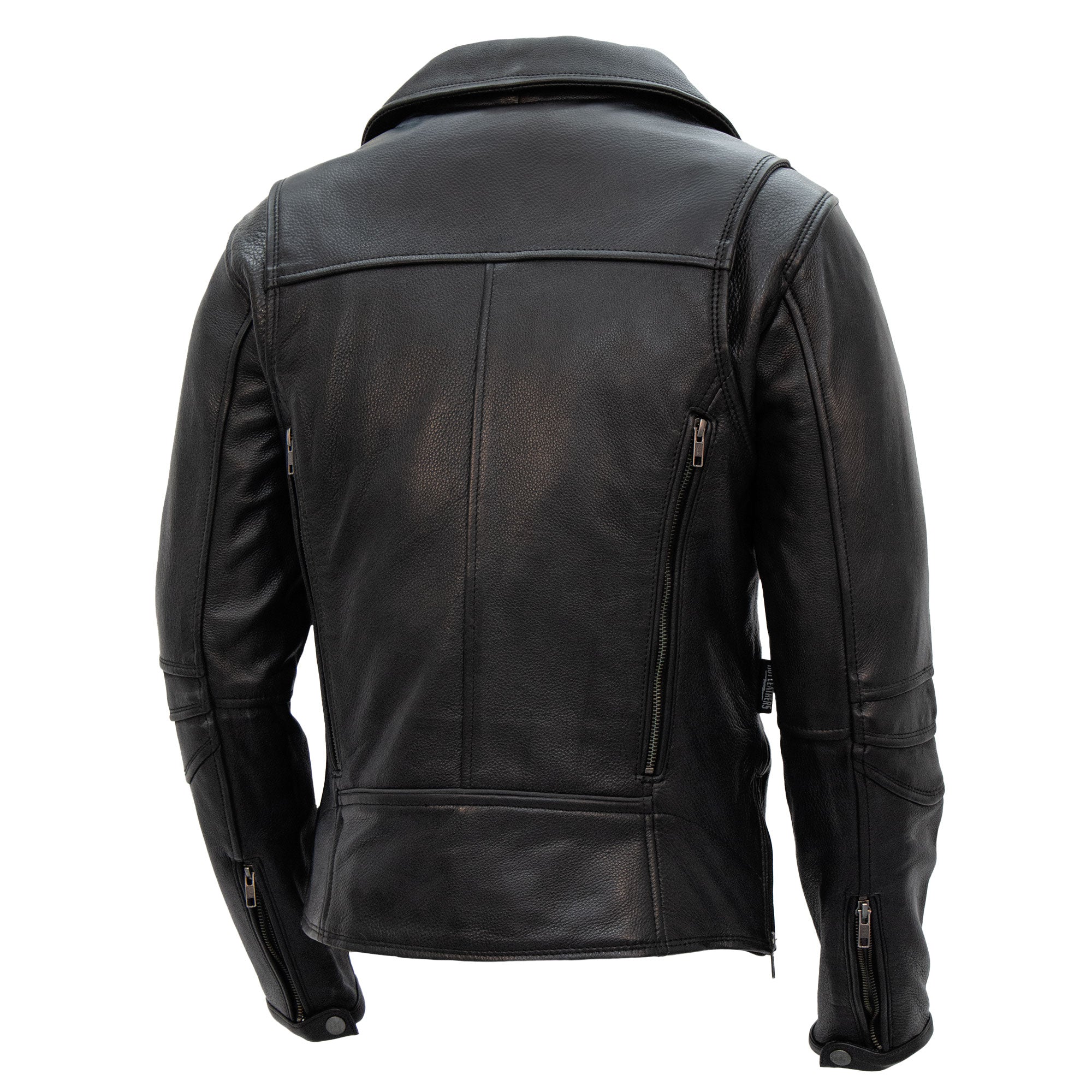 Hot Leathers JKL1034 Ladies Biker Black Leather Motorcycle Jacket with Plaid Flannel Lining