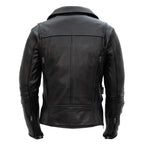 Hot Leathers JKL1034 Ladies Biker Black Leather Motorcycle Jacket with Plaid Flannel Lining