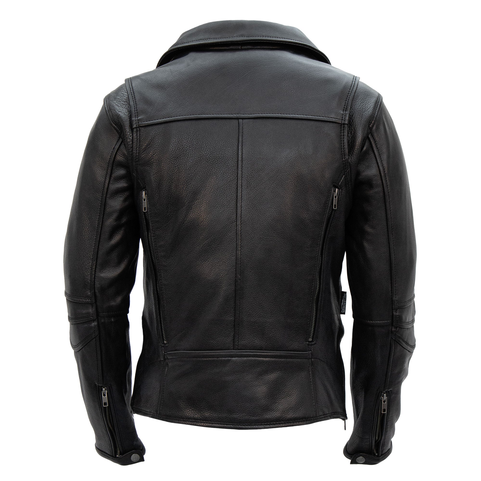 Hot Leathers JKL1034 Ladies Biker Black Leather Motorcycle Jacket with Plaid Flannel Lining