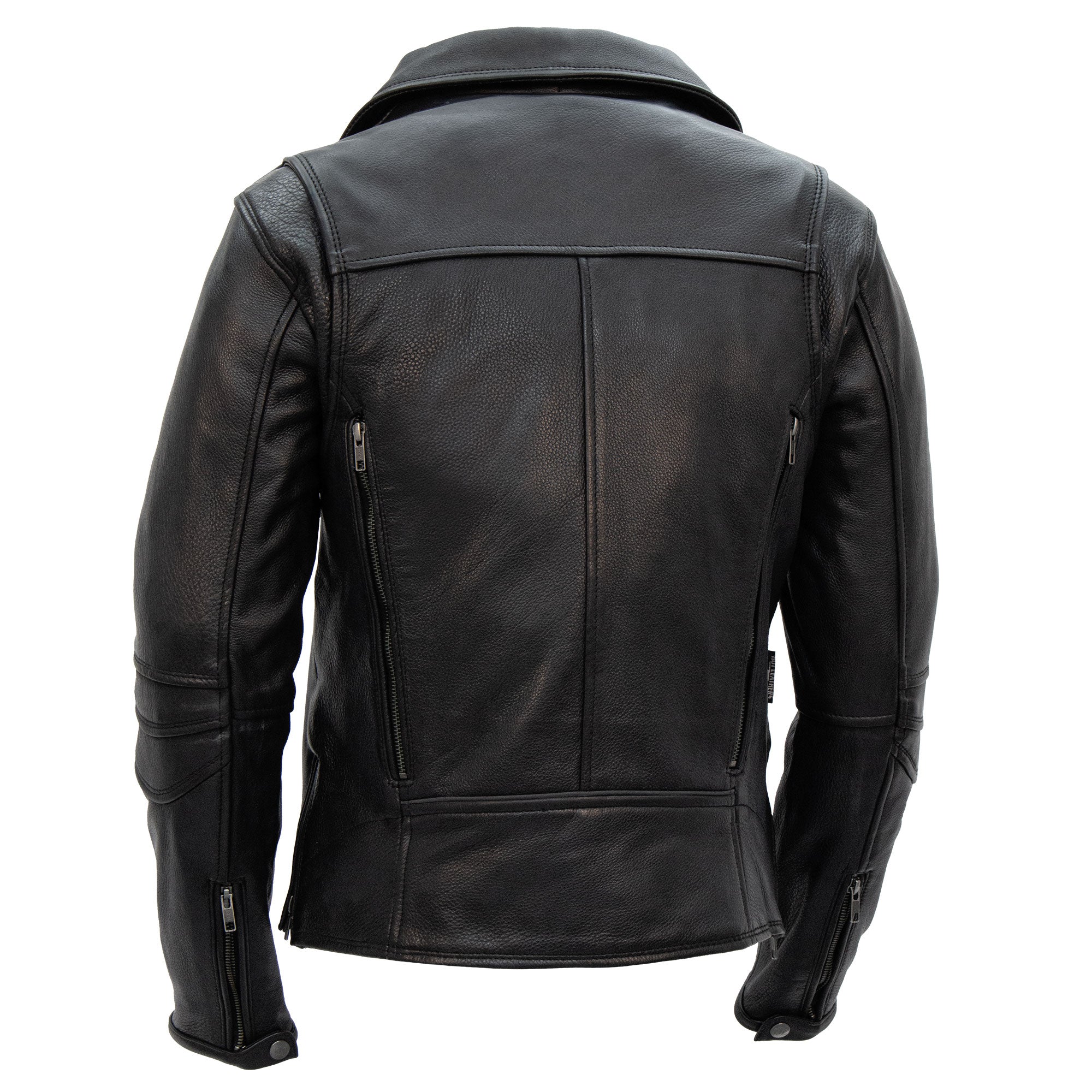 Hot Leathers JKL1034 Ladies Biker Black Leather Motorcycle Jacket with Plaid Flannel Lining