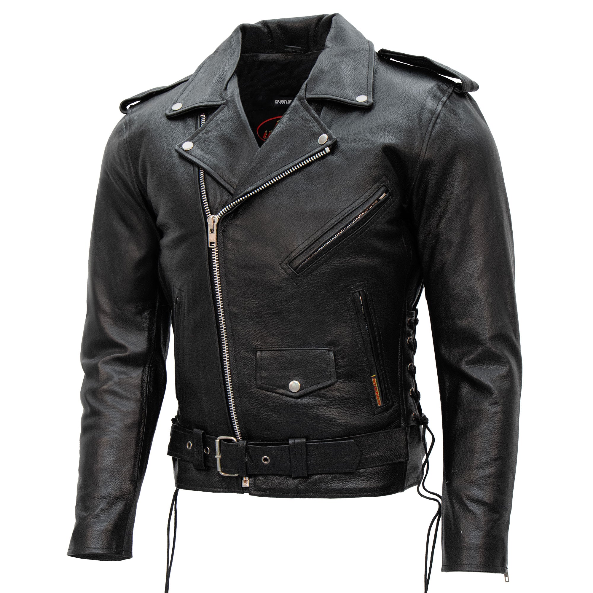Hot Leathers JKM1002 Classic Men’s Motorcycle Leather Jacket with Zip Out Lining