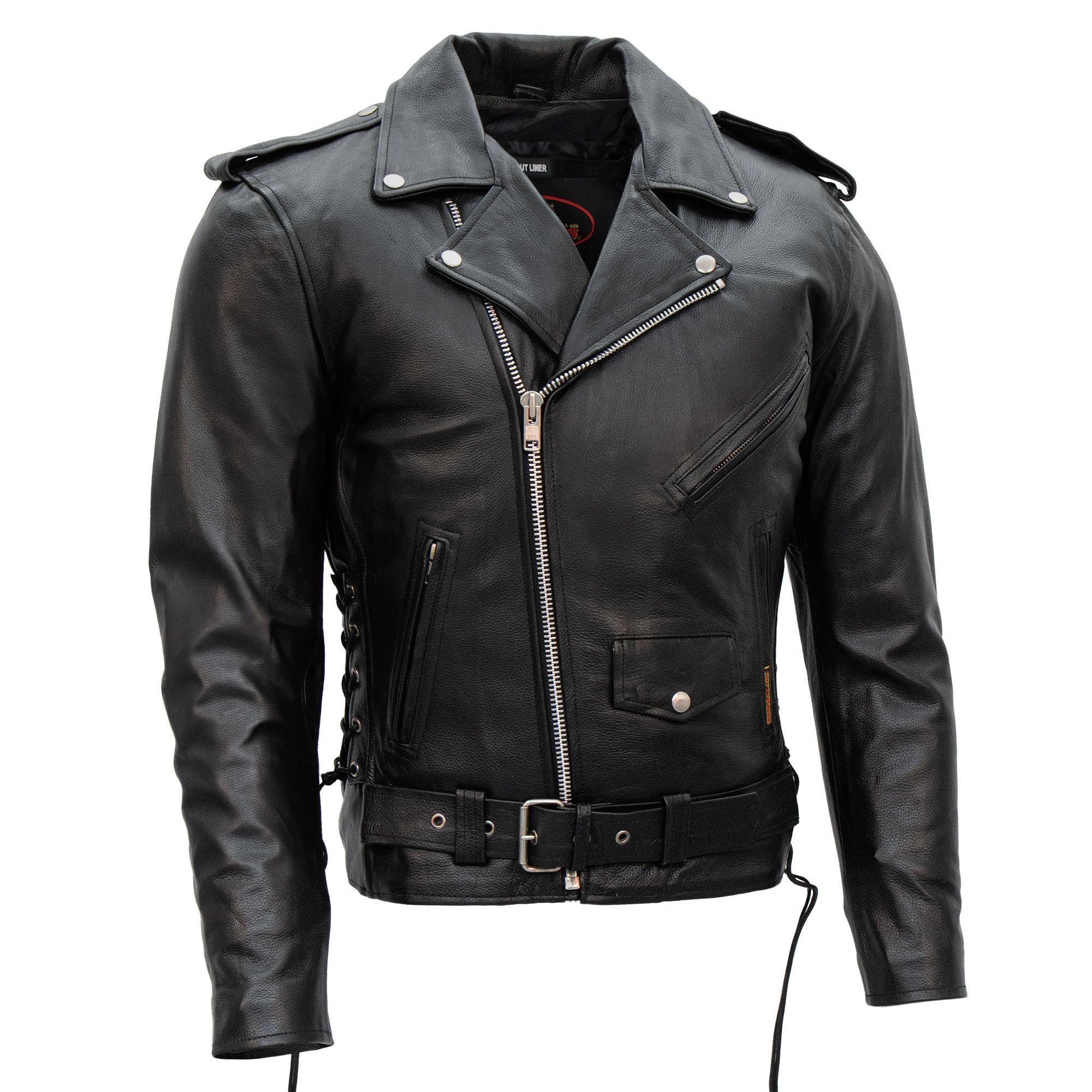 mens motorcycle gear Hot Leathers Classic Motorcycle Leather Jacket w/ Zip Out Lining