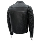 Hot Leathers JKM1004 Men's Leather Motorcycle Vented Scooter Biker Jacket with Reflective Piping