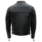 Hot Leathers JKM1004 Men's Leather Motorcycle Vented Scooter Biker Jacket with Reflective Piping