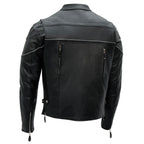 Hot Leathers JKM1004 Men's Leather Motorcycle Vented Scooter Biker Jacket with Reflective Piping