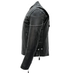 Hot Leathers JKM1004 Men's Leather Motorcycle Vented Scooter Biker Jacket with Reflective Piping