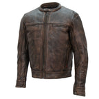 Hot Leathers JKM1019 Men's Distressed Brown Leather Motorcycle Biker Jacket with Gun Pockets