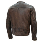 Hot Leathers JKM1019 Men's Distressed Brown Leather Motorcycle Biker Jacket with Gun Pockets