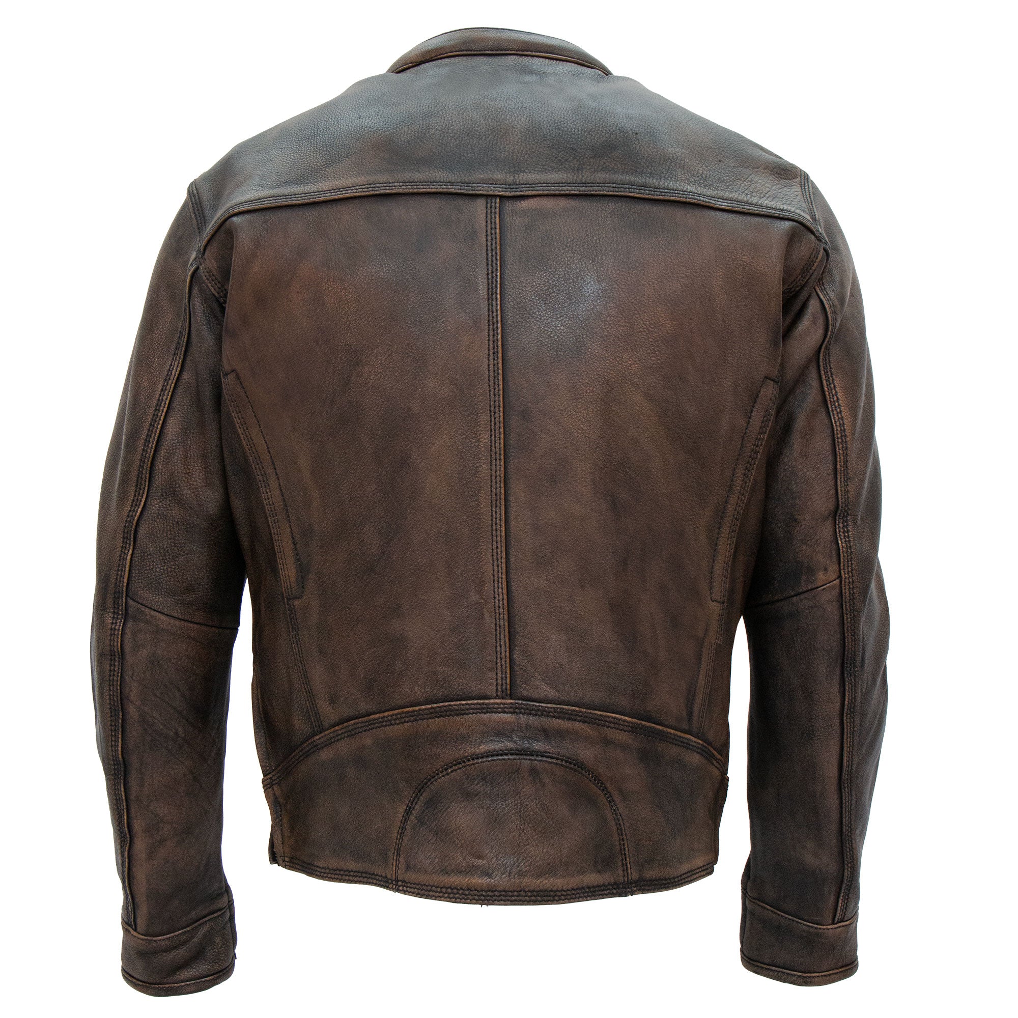 Hot Leathers JKM1019 Men's Distressed Brown Leather Motorcycle Biker Jacket with Gun Pockets